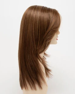 Ava Wig By Envy | Mono Part | Human Hair | Synthetic Blend -Exquisite Wig Shop AvaRightSide CreamedCoffee