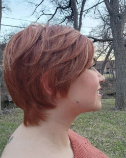 Billie Wig By Envy | Human Hair/Synthetic Blend -Exquisite Wig Shop BilliebyEnvyLighterRed3Side