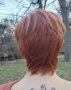 Billie Wig By Envy | Human Hair/Synthetic Blend -Exquisite Wig Shop BilliebyEnvyLighterRed4Back