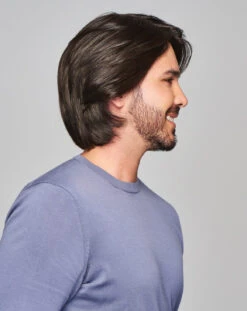 Sharp Men's Wig By HIM | Mono Top | Human Hair Blend -Exquisite Wig Shop HIM Sharp Model2 OutoftheBox Side2