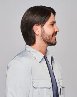 Sharp Men's Wig By HIM | Mono Top | Human Hair Blend -Exquisite Wig Shop HIM Sharp Model2 Styled Side2