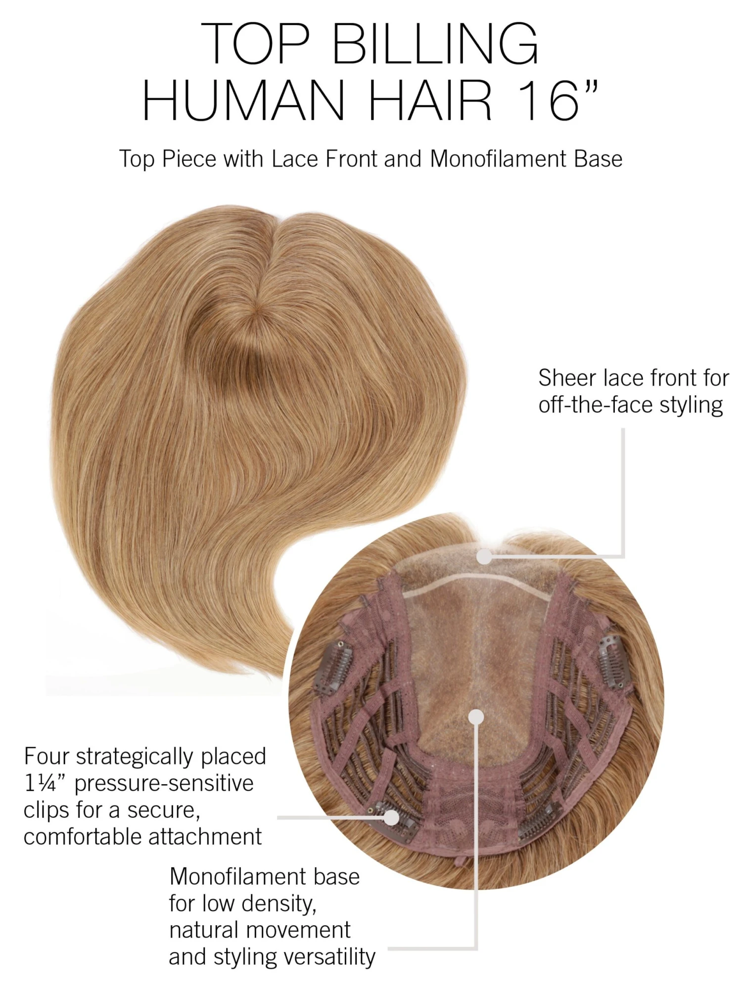 Top Billing 16" Human Hair Topper By Raquel Welch | Mono Top 7 Top Billing 16" Human Hair Topper By Raquel Welch | Mono Top - Image 7